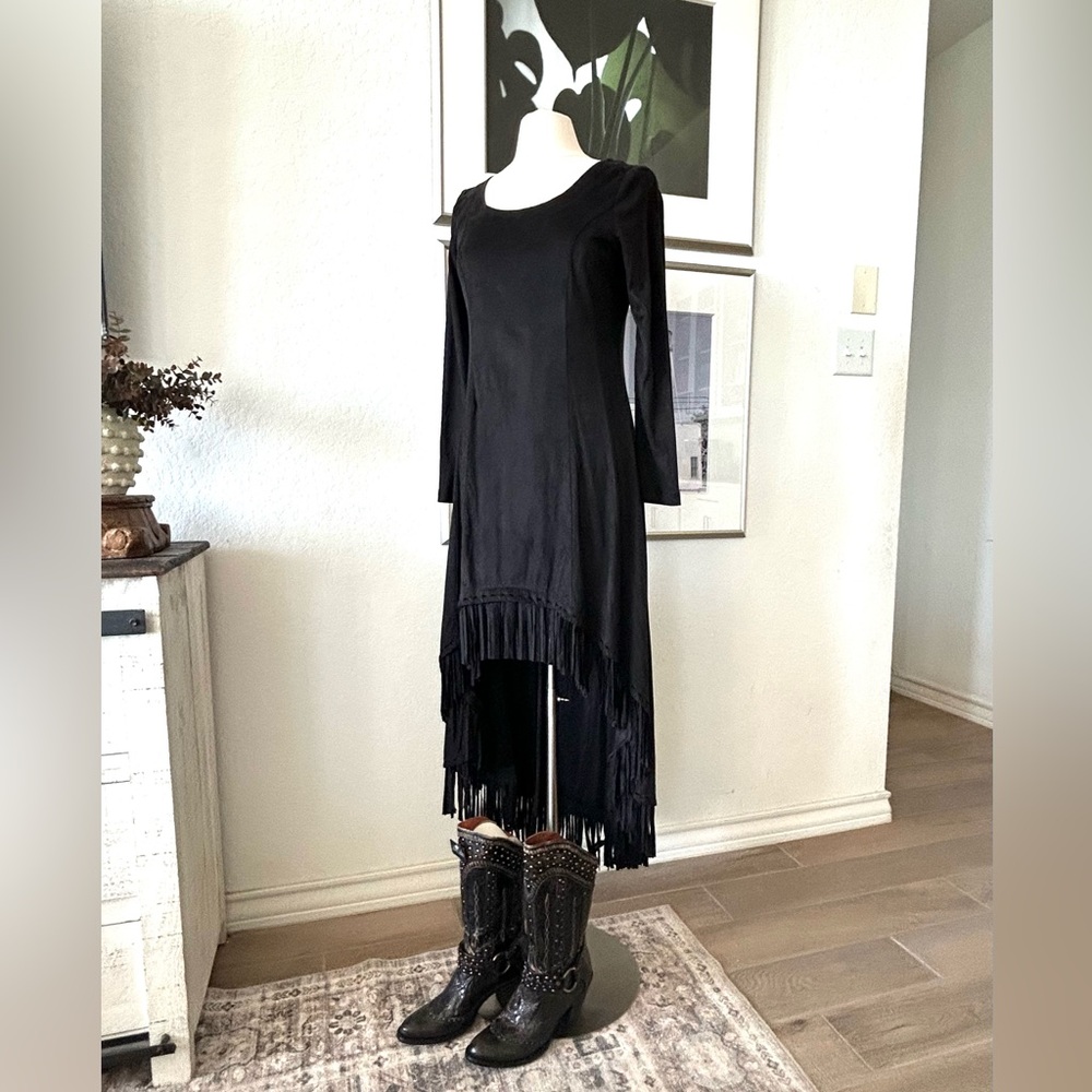 NWT Brontë High Low Suede Look Fringe Dress Western Boho Sz S - Picture 11 of 11